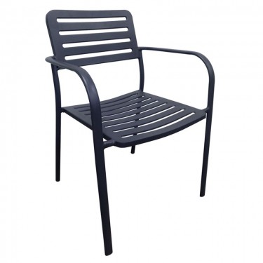 ROMA Πολυθρόνα Στοιβαζόμενη, Μέταλλο Βαφή Μαύρο  56x55x80cm [-Μαύρο-] [-Μέταλλο-] Ε527,1