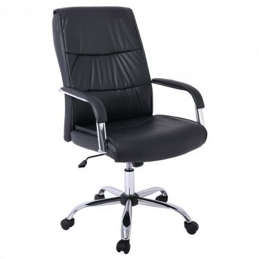 BF5100 Πολυθρόνα Διευθυντή Βάση Μέταλλο Χρώμιο - PU Μαύρο  60x70x104/114cm [-Μαύρο-] [-PU - PVC-] ΕΟ220,1