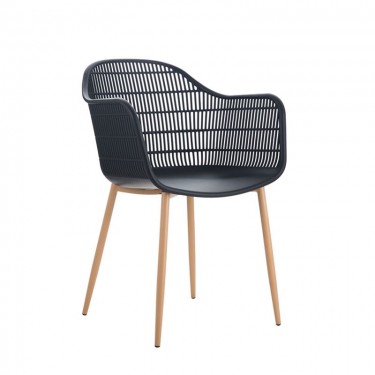 BERRY Πολυθρόνα Μέταλλο Βαφή Φυσικό, PP-UV Μαύρο  58x58x85cm [-Μαύρο-] [-PP - PC - ABS-, -Μέταλλο-] ΕΜ155,1