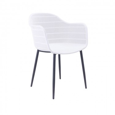 BERRY Πολυθρόνα Μέταλλο Βαφή Μαύρο, PP-UV Άσπρο  58x58x85cm [-Άσπρο-] [-PP - PC - ABS-, -Μέταλλο-] ΕΜ155,2Μ