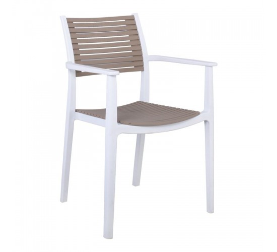 AKRON Πολυθρόνα PP-UV Άσπρο - Sand Beige  60x55x85cm [-Άσπρο-, -Μπεζ-Tortora-Sand-Cappuccino-] [-PP - PC - ABS-] Ε350,11