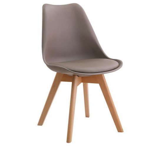 MARTIN Καρέκλα Ξύλο, PP Sand Beige Μονταρισμένη Ταπετσαρία  49x57x82cm [-Φυσικό/Μπεζ-Tortora-Sand-Cappuccino-] [-Ξύλο/PP - PC - ABS-] ΕΜ136,94