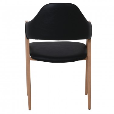 DELTA Πολυθρόνα Μέταλλο Βαφή Φυσικό, Pu Μαύρο  51x51x81cm [-Μαύρο-, -Φυσικό-] [-PU - PVC-, -Μέταλλο-] ΕΜ130,6