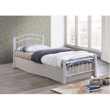 NORTON Κρεβάτι Μονό, για Στρώμα 90x190cm, Μέταλλο Βαφή Άσπρο, Ξύλο Άσπρο  97x201x81cm [-Άσπρο-] [-Μέταλλο-, -Ξύλο-] Ε8070,1