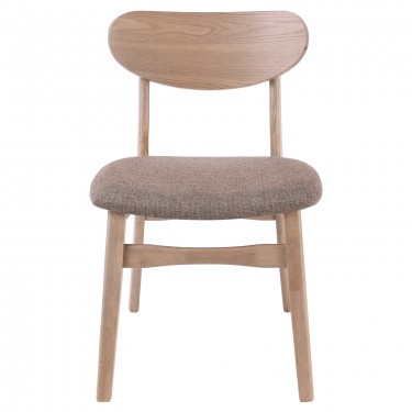 DOM Καρέκλα Τραπεζαρίας Απόχρωση Oak, Ύφασμα Καφέ  48x51x79cm [-Καφέ-, -Φυσικό-] [-Ξύλο-, -Ύφασμα-] Ε802,1