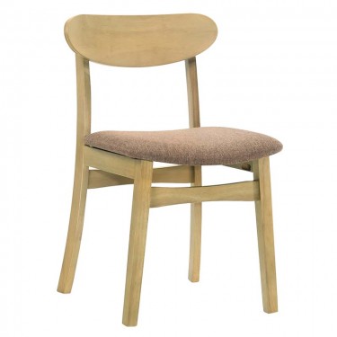 DOM Καρέκλα Τραπεζαρίας Απόχρωση Oak, Ύφασμα Καφέ  48x51x79cm [-Καφέ-, -Φυσικό-] [-Ξύλο-, -Ύφασμα-] Ε802,1
