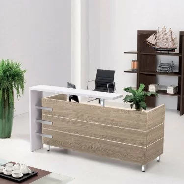Reception PROJECT Απόχρωση Sonoma - Άσπρο  180x75x110cm [-Άσπρο-, -Φυσικό-] [-Melamine-] ΕΟ944