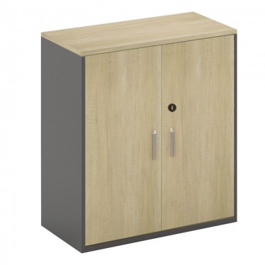 PROJECT Ντουλάπι Γραφείου Χαμηλό Δίφυλλο, 2 Ράφια, Απόχρωση Sonoma - Γκρι  80x40x75cm [-Ανθρακί-, -Φυσικό-] [-Melamine-] ΕΟ916