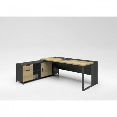 PROJECT Γραφείο Γωνία Αναστρέψιμη Απόχρωση Sonoma - Γκρι  160x70/160x40 (H.75/63)cm [-Ανθρακί-, -Φυσικό-] [-Melamine-] ΕΟ918