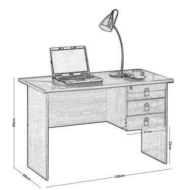 SIGNAL Γραφείο με 3 Συρτάρια Απόχρωση Sonoma  120x60x75cm [-Φυσικό-] [-MDF - Κόντρα Πλακέ - Καπλαμάς - Νοβοπάν-] ΕΟ105,2