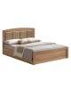 CALIBER Κρεβάτι Διπλό για Στρώμα 160x200cm, Απόχρωση Sonoma Oak, Κεφαλάρι Pu Μπεζ  168x210x100cm [-Φυσικό-] [-Paper-] Ε7386