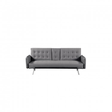 WELLS Καναπές - Κρεβάτι Σαλονιού - Καθιστικού, Pu Γκρι  188x82x80cm Bed:168x100x36cm [-Γκρι-] [-PU - PVC-] Ε9681,1