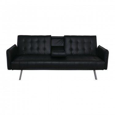 WELLS Καναπές - Κρεβάτι Σαλονιού - Καθιστικού Pu Μαύρο  188x82x80cm Bed:168x100x36cm [-Μαύρο-] [-PU - PVC-] Ε9681,2