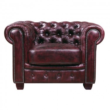 CHESTERFIELD Birmingham Πολυθρόνα Σαλονιού Καθιστικού, Δέρμα Antique Red  103x92x72cm [-Κόκκινο-] [-Leather - Rubica Leather-] Ε9574,14