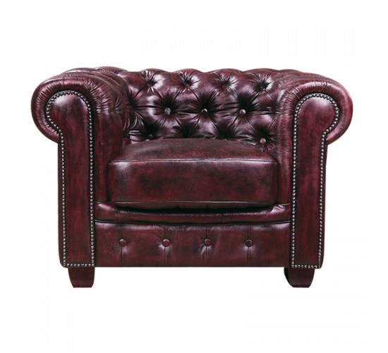 CHESTERFIELD 689 Πολυθρόνα Σαλονιού - Καθιστικού, Δέρμα, Απόχρωση Antique Red  103x92x72cm [-Κόκκινο-] [-Leather - Rubica Leather-] Ε9574,14