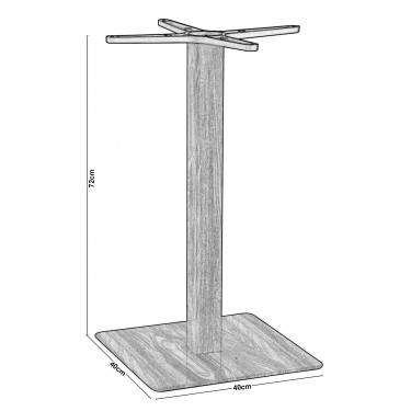 PRATO Βάση Τραπεζιού Μέταλλο Απόχρωση Ξύλο Φυσικό (11,85kg)  40x40cm H.72cm [-Φυσικό-] [-Μέταλλο-] Ε068,1