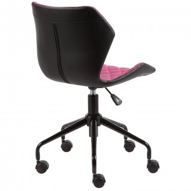 DAVID Καρέκλα Γραφείου PU Μαύρο, Ύφασμα Ροδί, Βάση Μέταλλο Βαφή Μαύρο  48x50x78/88cm [-Μαύρο-, -Ροζ-] [-PU - PVC-, -Ύφασμα-] ΕΟ207,2