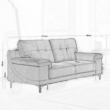 NOTE Kαναπές Σαλονιού - Καθιστικού 2Θέσιος, Ύφασμα Water Repellent Ανοιχτό Γκρι  171x89x85cm [-Γκρι-] [-Ύφασμα-] Ε965,22