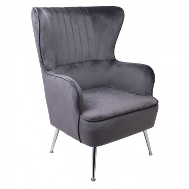 CROMA Πολυθρόνα - Μπερζέρα Σαλονιού - Καθιστικού, Ύφασμα Γκρι Velure  76x80x104cm [-Γκρι-] [-Ύφασμα-] Ε7138,7