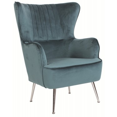 CROMA Πολυθρόνα - Μπερζέρα Σαλονιού - Καθιστικού, Ύφασμα Μπλε Velure  76x80x104cm [-Μπλε-] [-Ύφασμα-] Ε7138,1