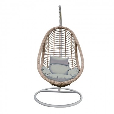 MACAN-II Κρεμαστή Πολυθρόνα, Wicker Grey-White, Μέταλλο Βαφή Άσπρο, Μαξιλάρι Γκρι  Φ105x196cm [-Άσπρο-, -Γκρι-] [-Wicker-, -Μέταλλο-] Ε6740,1