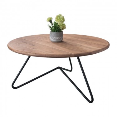 BORAL Τραπεζάκι Σαλονιού Καθιστικού, Μέταλλο Βαφή Μαύρο, Ξύλο Ακακία Φυσικό  Φ83cm H.40cm [-Μαύρο-, -Φυσικό-] [-Μέταλλο-, -Ξύλο-] ΕΑ7074