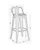 RELIX Σκαμπό Bar με Πλάτη, Μέταλλο Βαφή Μαύρο Εxtra Matte  44x44x76/94cm [-Μαύρο-] [-Μέταλλο-] Ε5199,1ΜW