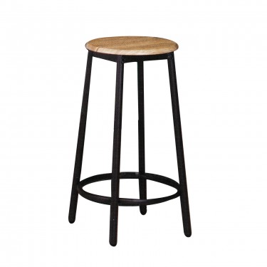 MAYER Σκαμπό BAR, Μέταλλο Βαφή Ανθρακί, Κάθισμα Απόχρωση Antique Brown  33x33x75cm - Κάθισμα:Φ30cm [-Ανθρακί-, -Καφέ-] [-MDF - Κόντρα Πλακέ - Καπλαμάς - Νοβοπάν-, -Μέταλλο-] ΕΜ9798,1