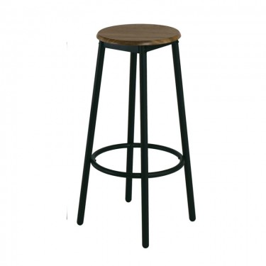 MAYER Σκαμπό BAR, Μέταλλο Βαφή Ανθρακί, Κάθισμα Απόχρωση Antique Brown  33x33x75cm - Κάθισμα:Φ30cm [-Ανθρακί-, -Καφέ-] [-MDF - Κόντρα Πλακέ - Καπλαμάς - Νοβοπάν-, -Μέταλλο-] ΕΜ9798,1