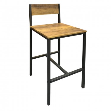 STAB Σκαμπό BAR με Πλάτη, Μέταλλο Βαφή Ανθρακί, Κάθισμα Απόχρωση Antique Brown  39x42x75/103cm [-Ανθρακί-, -Καφέ-] [-MDF - Κόντρα Πλακέ - Καπλαμάς - Νοβοπάν-, -Μέταλλο-] ΕΜ9801