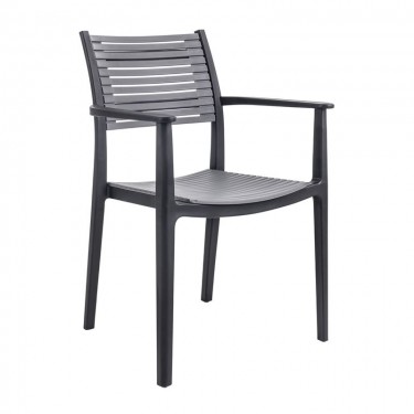 AKRON Πολυθρόνα PP-UV Μαύρο - Γκρι  60x55x85cm [-Γκρι-, -Μαύρο-] [-PP - PC - ABS-] Ε350,31