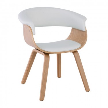 HERMAN Πολυθρόνα Φυσικό - Pu Άσπρο  68x56x77cm [-Άσπρο-, -Φυσικό-] [-PU - PVC-, -Ξύλο-] Ε7514,2