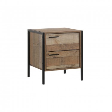 PALLET-W Κομοδίνο με 2 Συρτάρια Μέταλλο Βαφή Μαύρο - Antique Oak  44x40x50cm [-Καρυδί-, -Μαύρο-] [-MDF - Κόντρα Πλακέ - Καπλαμάς - Νοβοπάν-, -Μέταλλο-] Ε8433,W