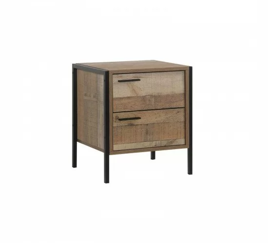 PALLET-W Κομοδίνο με 2 Συρτάρια Μέταλλο Βαφή Μαύρο - Antique Oak  44x40x50cm [-Μαύρο/Καρυδί-] [-Μέταλλο/Paper-] Ε8433,W