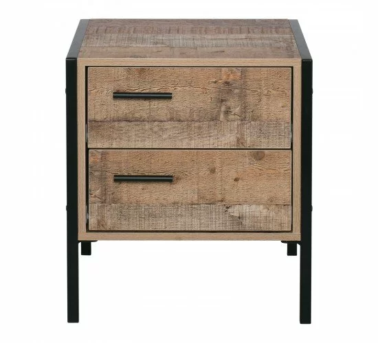 PALLET-W Κομοδίνο με 2 Συρτάρια Μέταλλο Βαφή Μαύρο - Antique Oak  44x40x50cm [-Μαύρο/Καρυδί-] [-Μέταλλο/Paper-] Ε8433,W