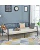 QUEEN Daybed Κρεβάτι Μέταλλο Βαφή Μαύρο  196x95x75 (Στρώμα 90x190)cm [-Μαύρο-] [-Μέταλλο-] Ε8019,1