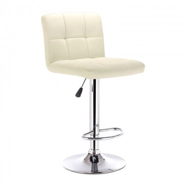 LINO Σκαμπό BAR με Πλάτη, Χρώμιο, PU Εκρού, Ρυθμιζόμενο Ύψος, Περιστρεφόμενο  44x50x62/92-83/113cm [-Εκρού-, -Χρώμιο - Inox-] [-PU - PVC-, -Μέταλλο-] ΕΜ412,6