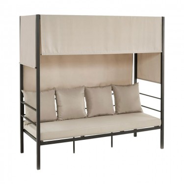 SKY Καναπές - Κρεβάτι Κήπου Εξωτερικού Χώρου, Μέταλλο Βαφή Ανθρακί, Ύφασμα Εκρού  200x80x200cm [-Ανθρακί-, -Εκρού-] [-Μέταλλο-, -Ύφασμα-] Ε682