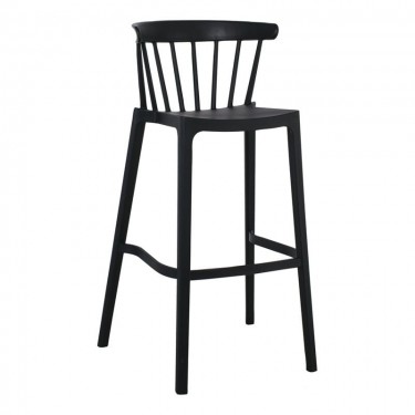 WEST Σκαμπό BAR με Πλάτη, PP-UV Μαύρο  54x51x103cm [-Μαύρο-] [-PP - PC - ABS-] Ε384,2