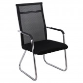 ALTA Πολυθρόνα Γραφείου Επισκέπτη Χρώμιο, Mesh Μαύρο  54x64x100cm [-Μαύρο-] [-Μέταλλο-, -Ύφασμα Mesh-] ΕΟ569,1