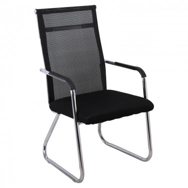 ALTA Πολυθρόνα Γραφείου Επισκέπτη Χρώμιο, Mesh Μαύρο  54x64x100cm [-Μαύρο-] [-Μέταλλο-, -Ύφασμα Mesh-] ΕΟ569,1