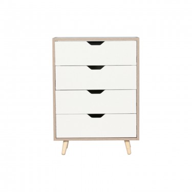 ALINA Συρταριέρα με 4 Συρτάρια Απόχρωση Sonoma - Άσπρο  56x29x77cm [-Άσπρο-, -Φυσικό-] [-MDF - Κόντρα Πλακέ - Καπλαμάς - Νοβοπάν-] Ε746,1