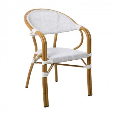 VEGERA Πολυθρόνα Dining Αλουμίνιο Βαφή Φυσικό Textilene Εκρού, Στοιβαζόμενη  57x58x83cm [-Εκρού-, -Φυσικό-] [-Textilene-, -Αλουμίνιο-] Ε258,13