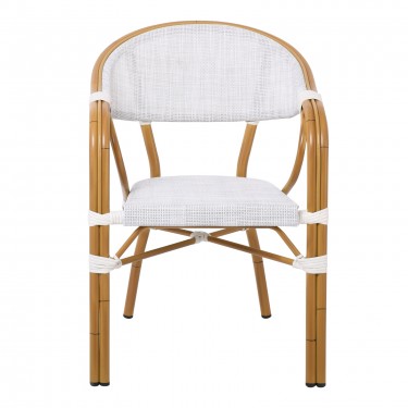 VEGERA Πολυθρόνα Dining Αλουμίνιο Βαφή Φυσικό Textilene Εκρού, Στοιβαζόμενη  57x58x83cm [-Εκρού-, -Φυσικό-] [-Textilene-, -Αλουμίνιο-] Ε258,13