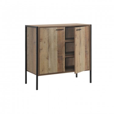 PALLET-W Ντουλάπι-Παπουτσοθήκη Δίφυλλη, 3 Ράφια, Μέταλλο Βαφή Μαύρο, Απόχρωση Antique Oak  80x40x80cm [-Καρυδί-, -Μαύρο-] [-MDF - Κόντρα Πλακέ - Καπλαμάς - Νοβοπάν-, -Μέταλλο-] Ε8440,W