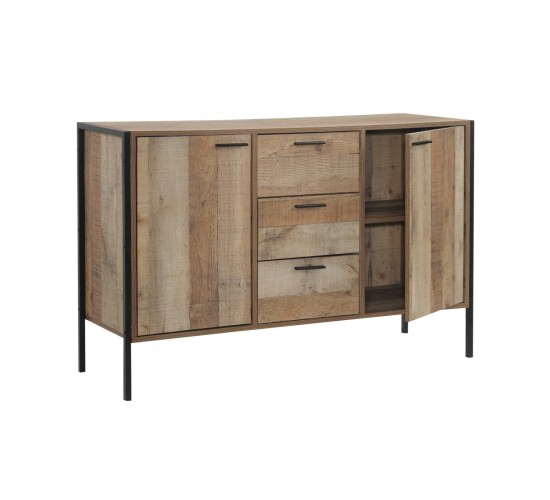PALLET-W Μπουφές Σαλονιού Τραπεζαρίας, Μέταλλο Βαφή Μαύρο - Antique Oak  124x40x80cm Ε8439,W