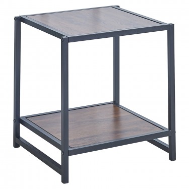 ATOS Κομοδίνο Μέταλλο Βαφή Μαύρο - Mdf Καρυδί  48x44x50cm [-Καρυδί-, -Μαύρο-] [-Μέταλλο-] Ε8012,1