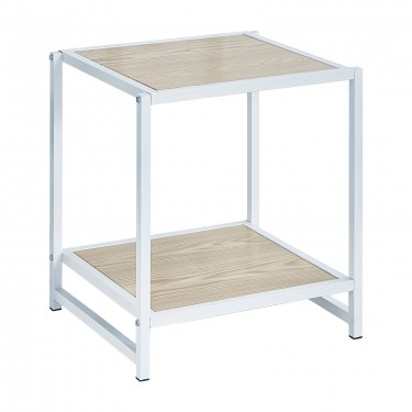 ATOS Κομοδίνο Μέταλλο Βαφή Άσπρο - Mdf Φυσικό  48x44x50cm [-Άσπρο-, -Φυσικό-] [-Μέταλλο-] Ε8012,2