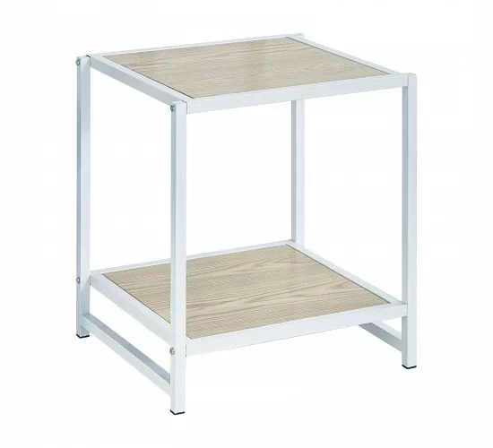 ATOS Κομοδίνο Μέταλλο Βαφή Άσπρο - Mdf Φυσικό  48x44x50cm [-Άσπρο/Φυσικό-] [-Μέταλλο-] Ε8012,2