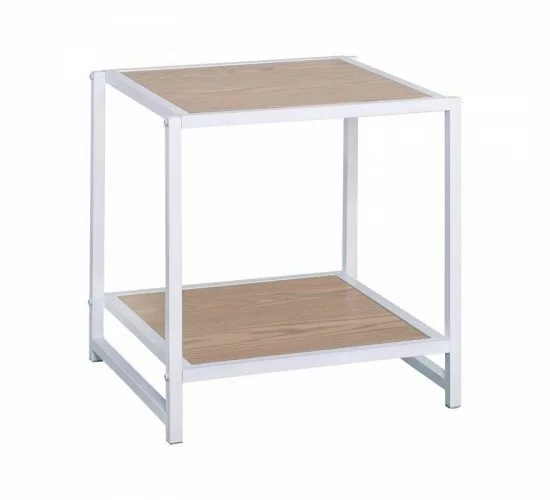 ATOS Κομοδίνο Μέταλλο Βαφή Άσπρο - Mdf Φυσικό  48x44x50cm [-Άσπρο/Φυσικό-] [-Μέταλλο-] Ε8012,2